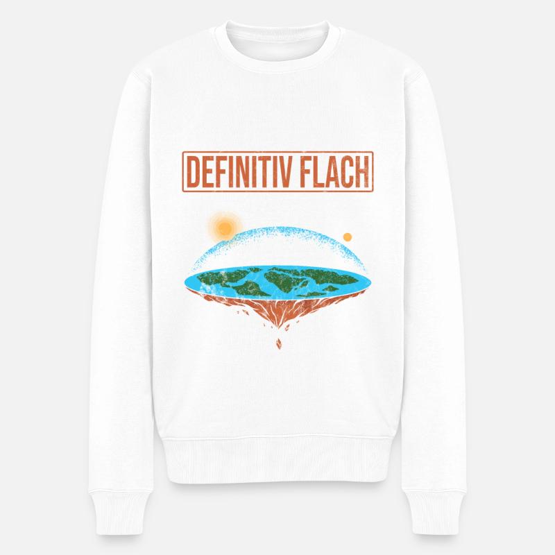 Flat Earth - Männer Premium Bio Pullover - Weiß