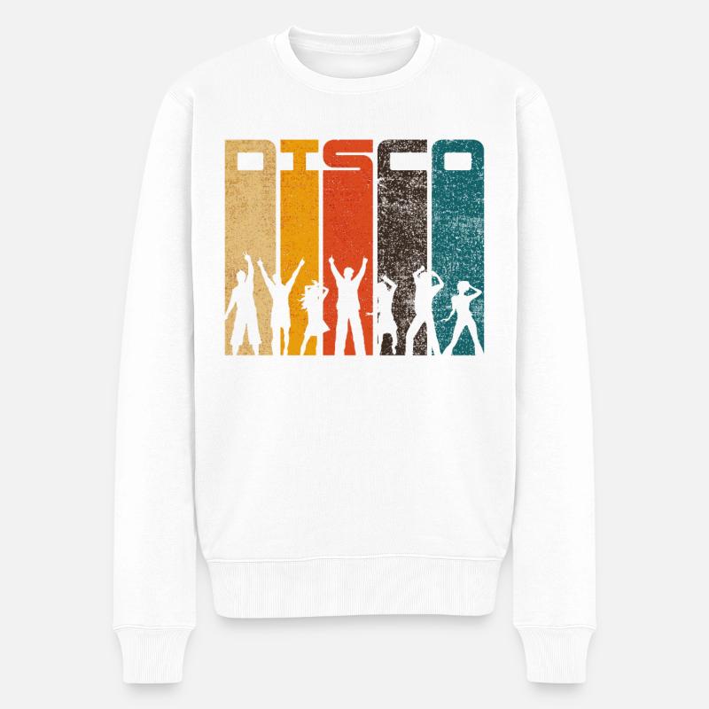 Disco Musik - Männer Premium Bio Pullover - Weiß
