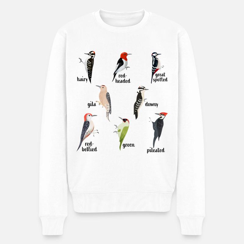 Arten von Specht Vogelbeobachtung Geschenk - Männer Premium Bio Pullover - Weiß