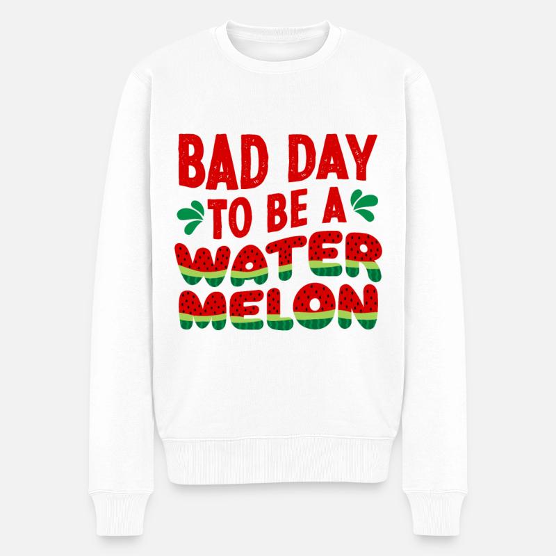 Schlechter Tag, um eine Wassermelone lustig süß zu sein - Männer Premium Bio Pullover - Weiß