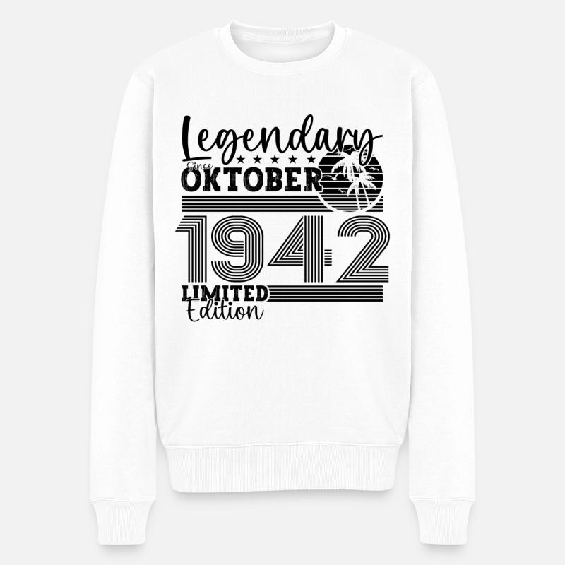 Legendär seit Oktober 1942 80. Geburtstag Geschenk - Männer Premium Bio Pullover - Weiß