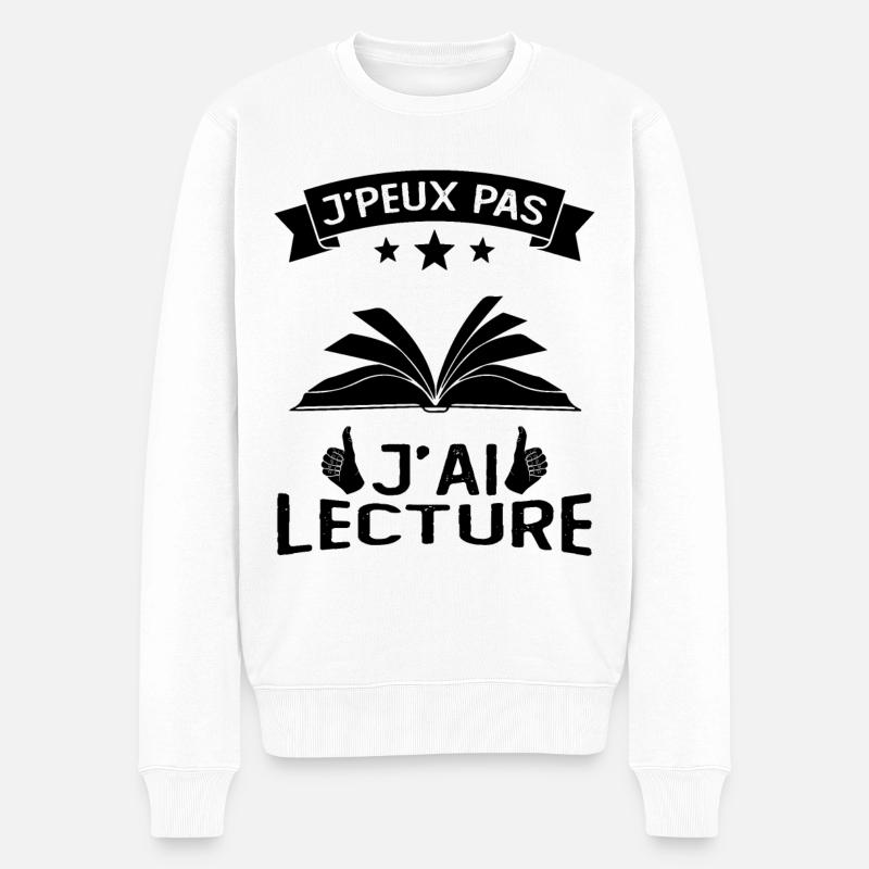 Je Peux Pas J'Ai Lecture - Pull Premium bio Homme - blanc
