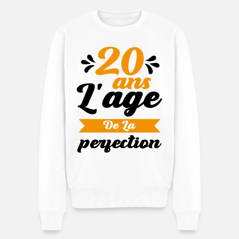 Anniversaire 20 ans - 20 Ans âge de la perfection - Pull Premium bio Homme - blanc