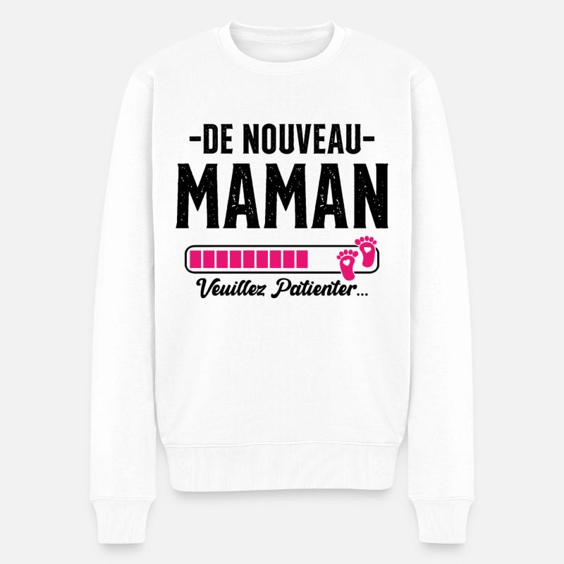 Femme Maman Cadeau Nouvelle Naissance Future - Pull Premium bio Homme - blanc