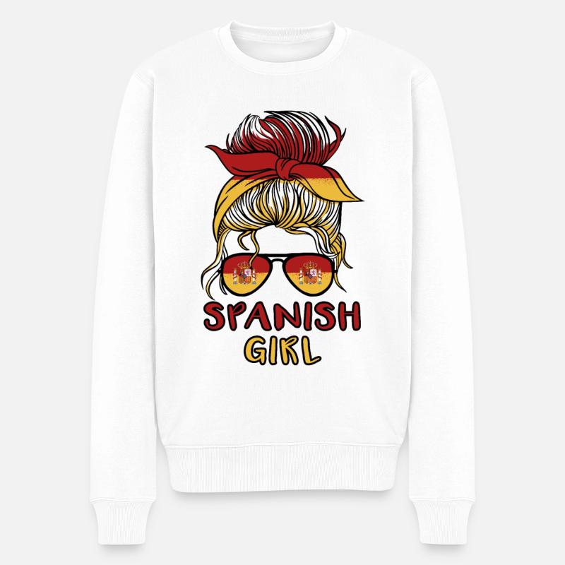 Spanisches Mädchen Spanien Mädchen Fußball España Frauen - Männer Premium Bio Pullover - Weiß