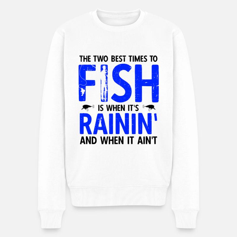Angler Spruch zum Angeln Angel - Männer Premium Bio Pullover - Weiß