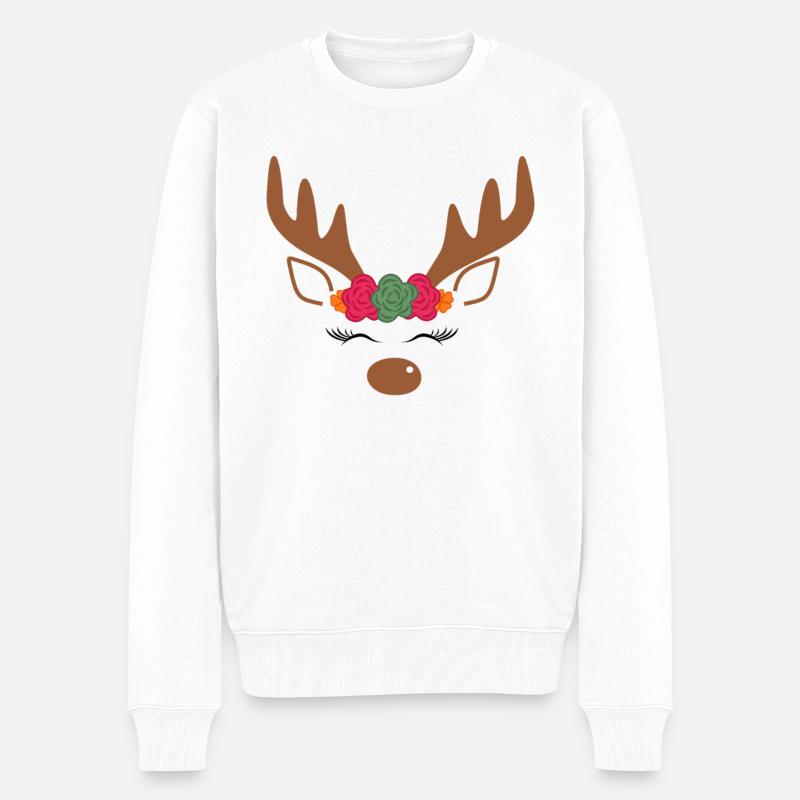 Rennes doux de Noël - Pull Premium bio Homme - blanc