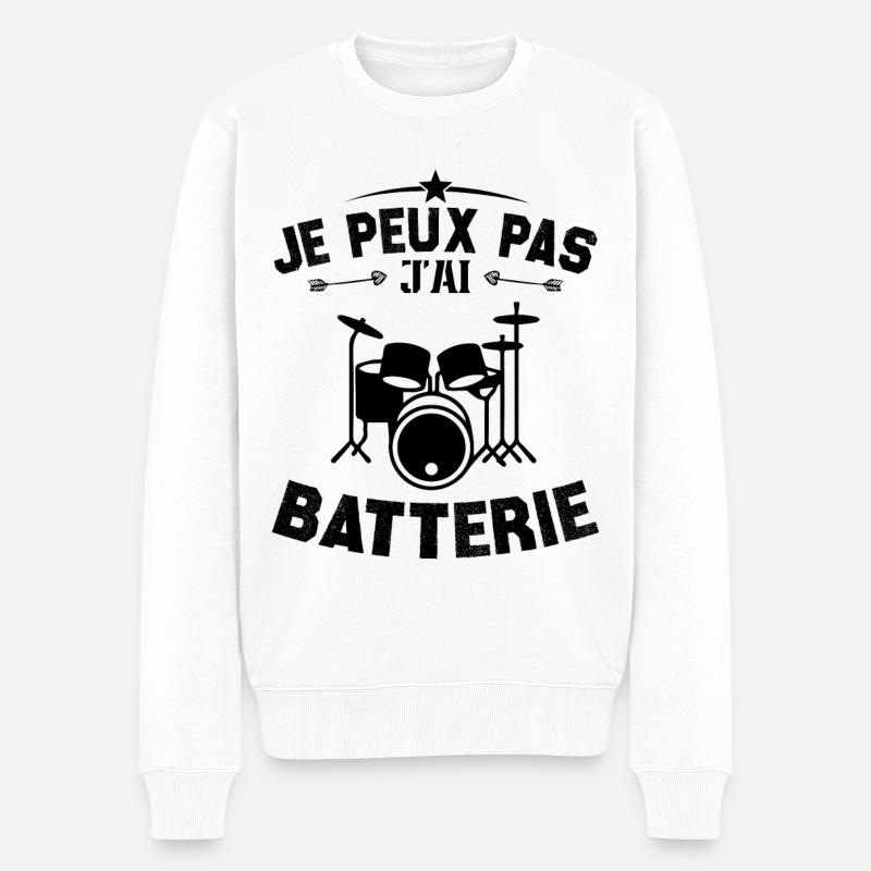 je peux pas j'ai batterie - Pull Premium bio Homme - blanc