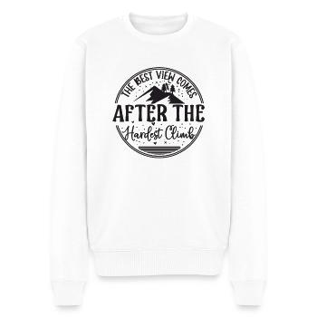 Aussicht klettern Berge Alpen - Männer Premium Bio Pullover - Weiß - Vorne - Thijin (182cm)