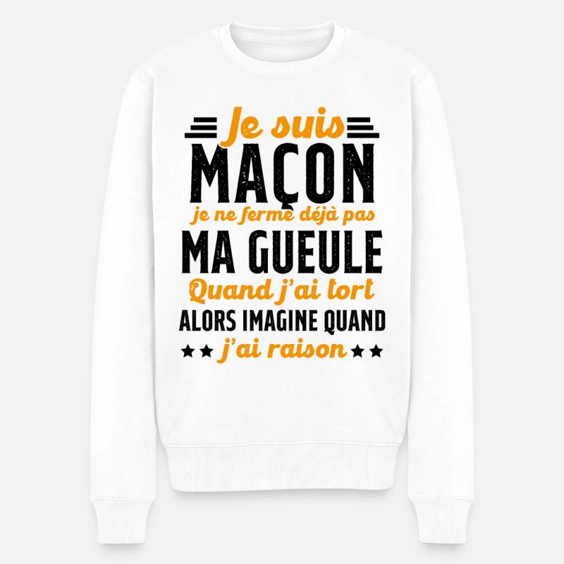 Maçon humour je ne ferme pas ma gueule maçonnerie - Pull Premium bio Homme - blanc
