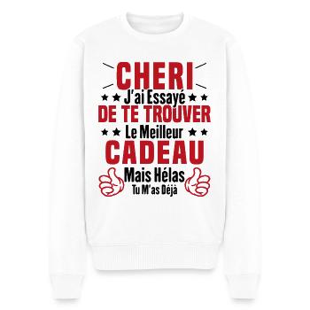 Chéri Saint Valentin Amour Couple Humour - Pull Premium bio Homme - blanc - Devant - Thijin (182cm)
