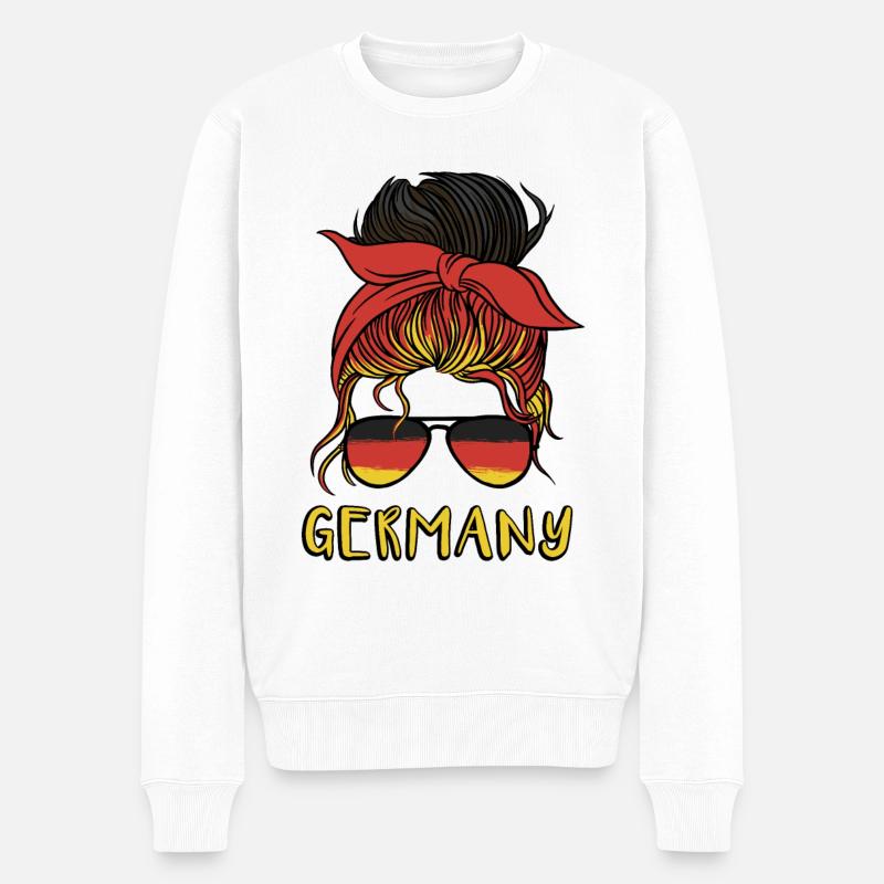 Deutschland Mädchen Fußball Deutsche Flagge - Männer Premium Bio Pullover - Weiß
