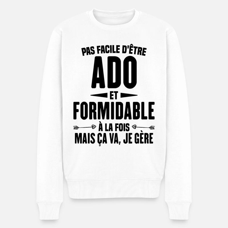 Pas Facile d'Être Ado Et Formidable À La Fois - Pull Premium bio Homme - blanc