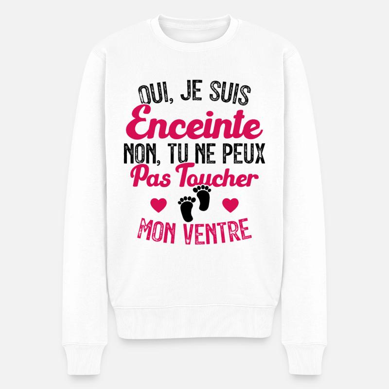 Je suis enceinte touchez pas mon ventre - Pull Premium bio Homme - blanc