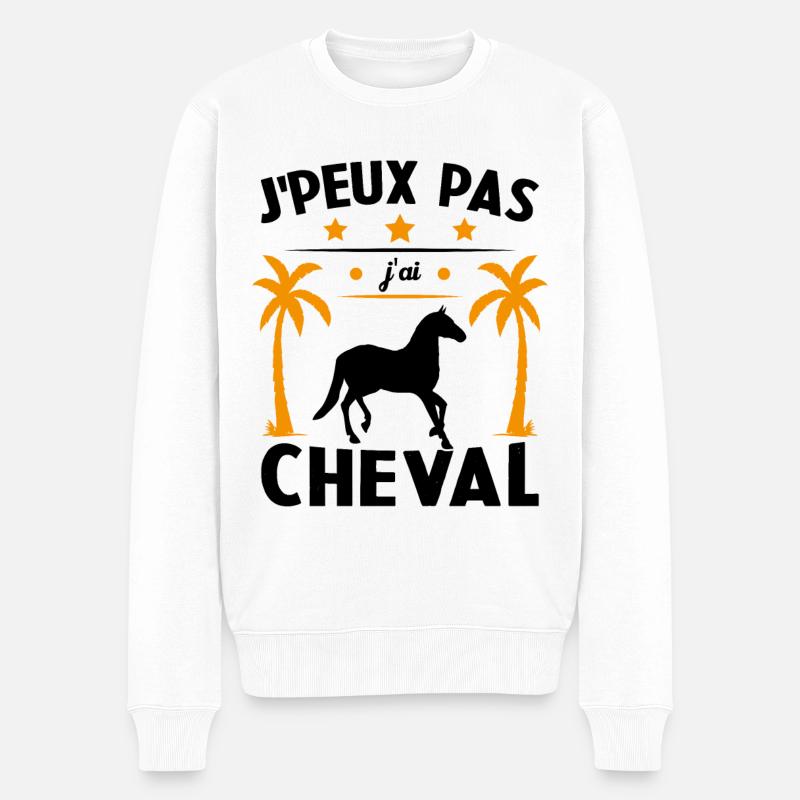 Je Peux Pas J'ai Cheval - Pull Premium bio Homme - blanc