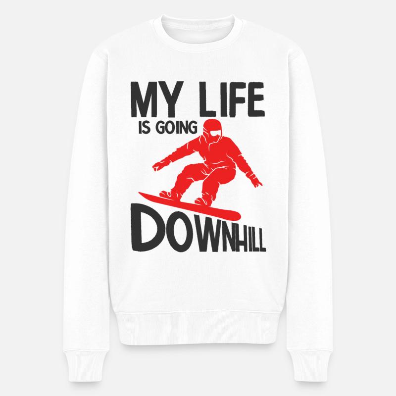 Snowboard Spruch für Snowboarder - Männer Premium Bio Pullover - Weiß