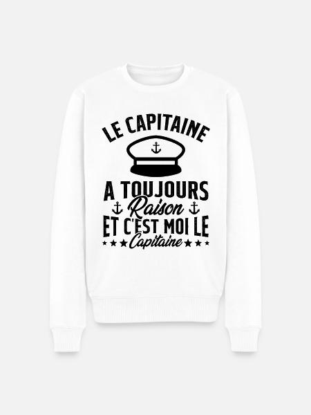 Le Capitaine A Toujours Raison C'est Moi Capitaine - Pull Premium bio Homme - blanc