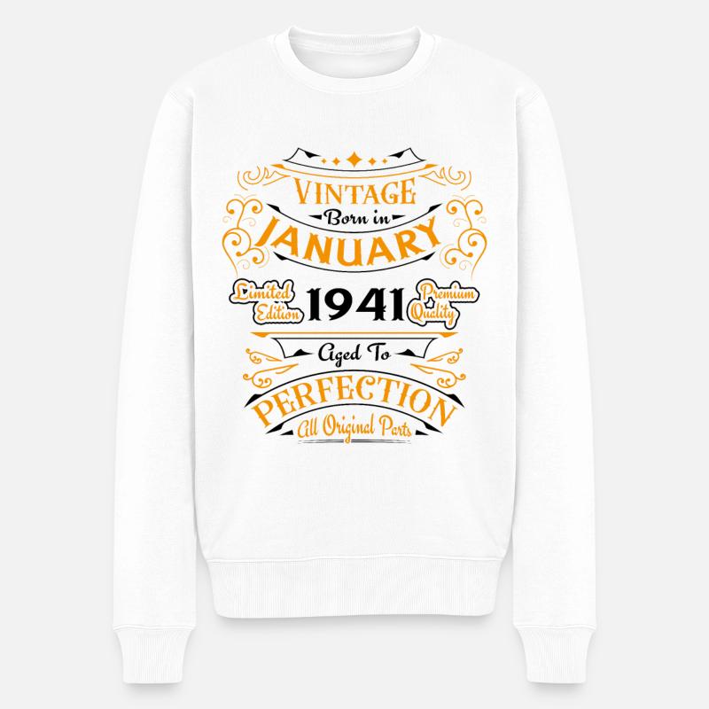 Vintage né en Janvier 1941 Cadeau D'anniversaire - Pull Premium bio Homme - blanc