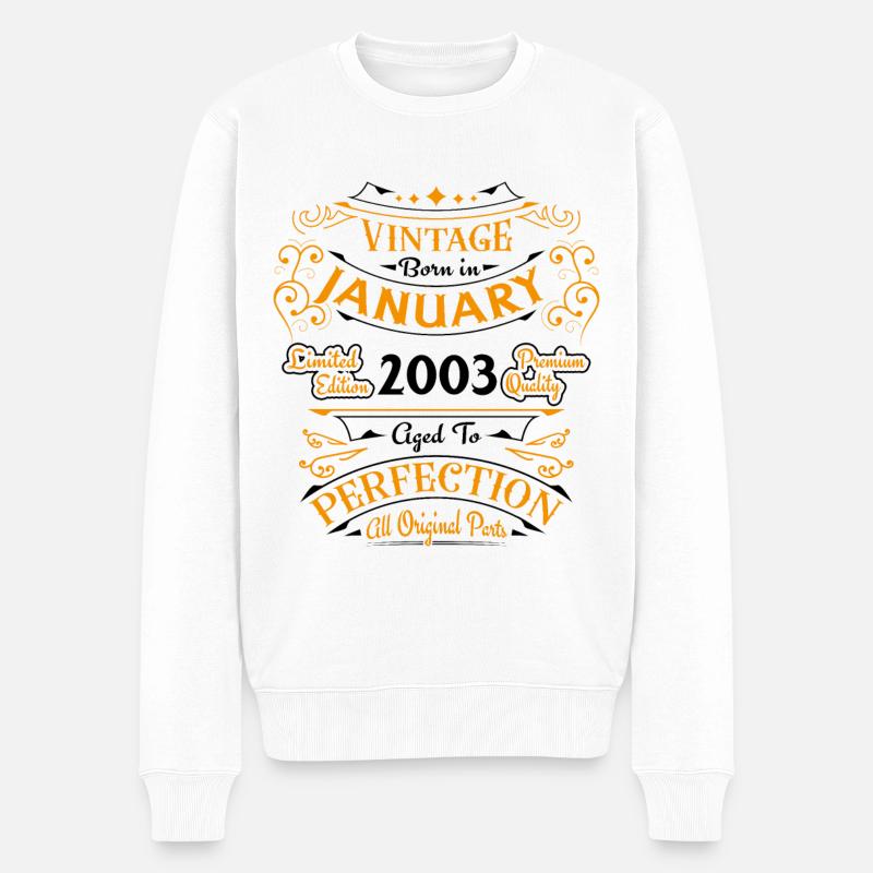 Vintage né en Janvier 2003 Cadeau D'anniversaire - Pull Premium bio Homme - blanc