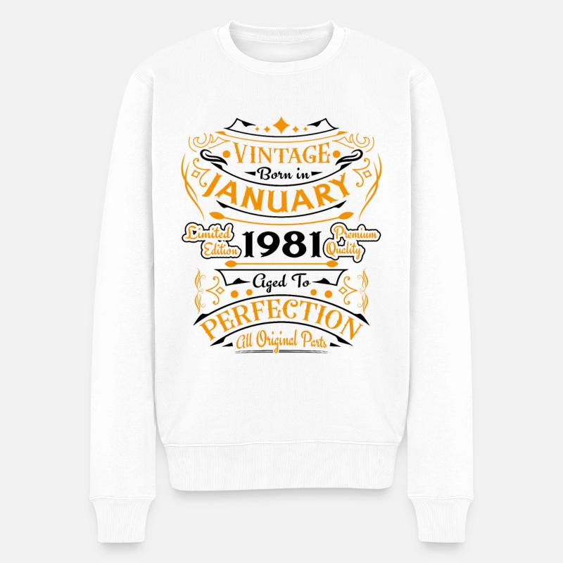 Vintage Nées En Janvier 1981 Cadeau D'anniversaire - Pull Premium bio Homme - blanc