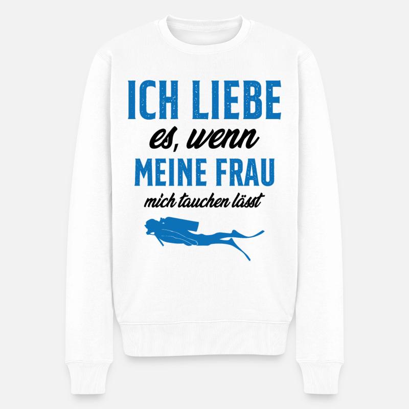 tauchen gehen lässt - Männer Premium Bio Pullover - Weiß