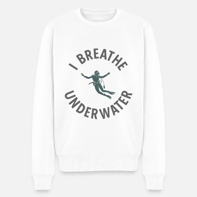 Apnoetaucher Freitaucher Taucher - Männer Premium Bio Pullover - Weiß