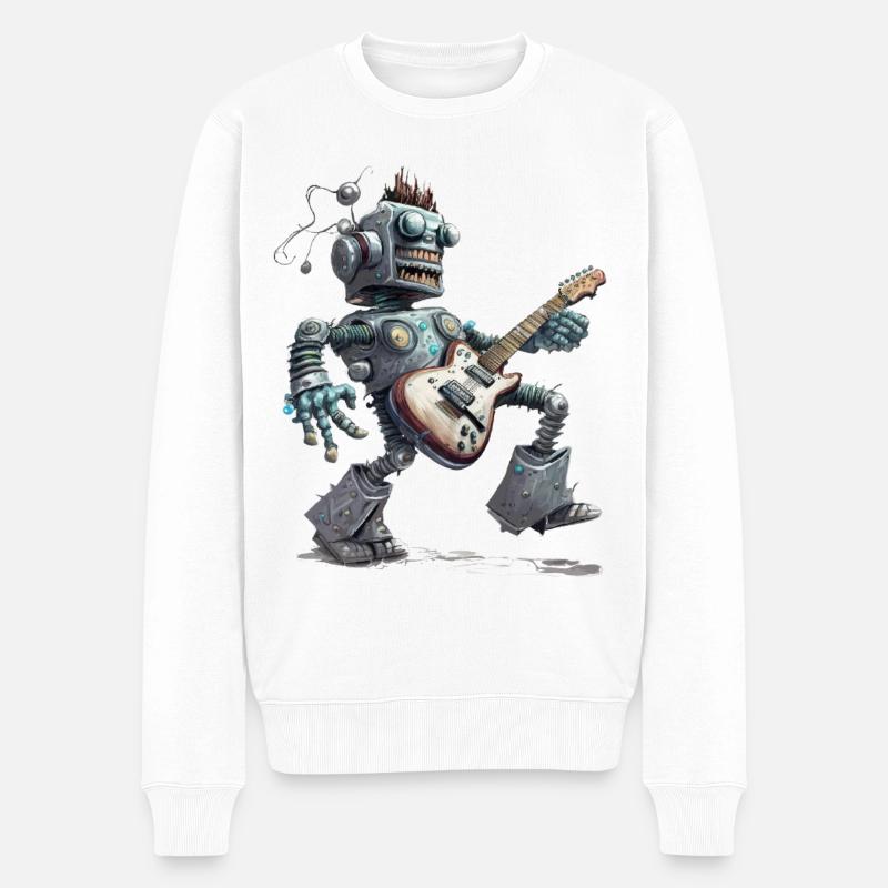 Robot avec guitare - Pull Premium bio Homme - blanc