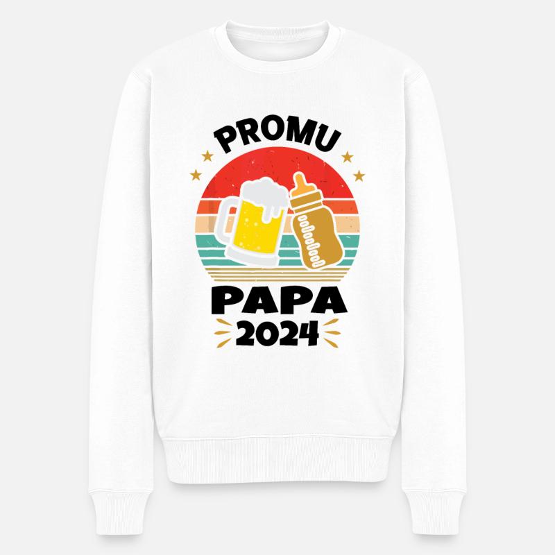 Beförderung zum Future Dad 2024 - Männer Premium Bio Pullover - Weiß