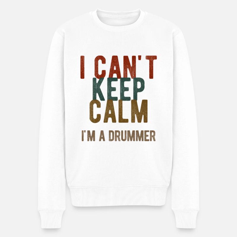 Schlagzeug Spieler Drummer - Männer Premium Bio Pullover - Weiß