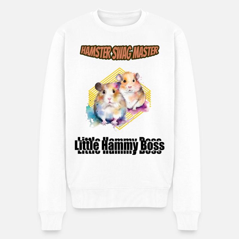 Hamster Rongeur Pet Aquarelle Cadeau - Pull Premium bio Homme - blanc