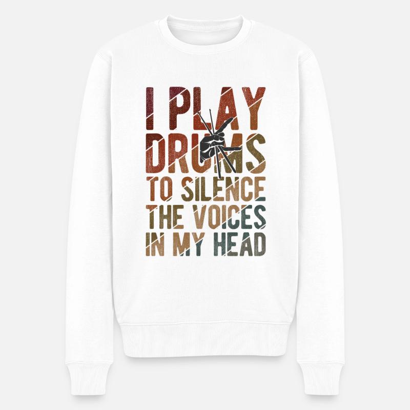 Schlagzeug Spieler Drummer - Männer Premium Bio Pullover - Weiß