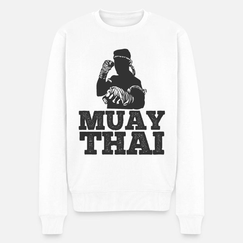 Thaiboxen Muay Thai - Männer Premium Bio Pullover - Weiß