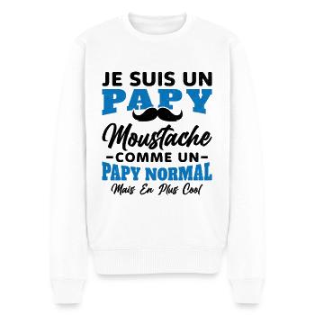 Un papy moustache comme un papy normal - Pull Premium bio Homme - blanc - Devant - Thijin (182cm)
