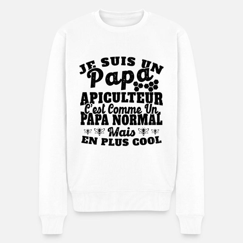 Papa et apiculteur - Pull Premium bio Homme - blanc