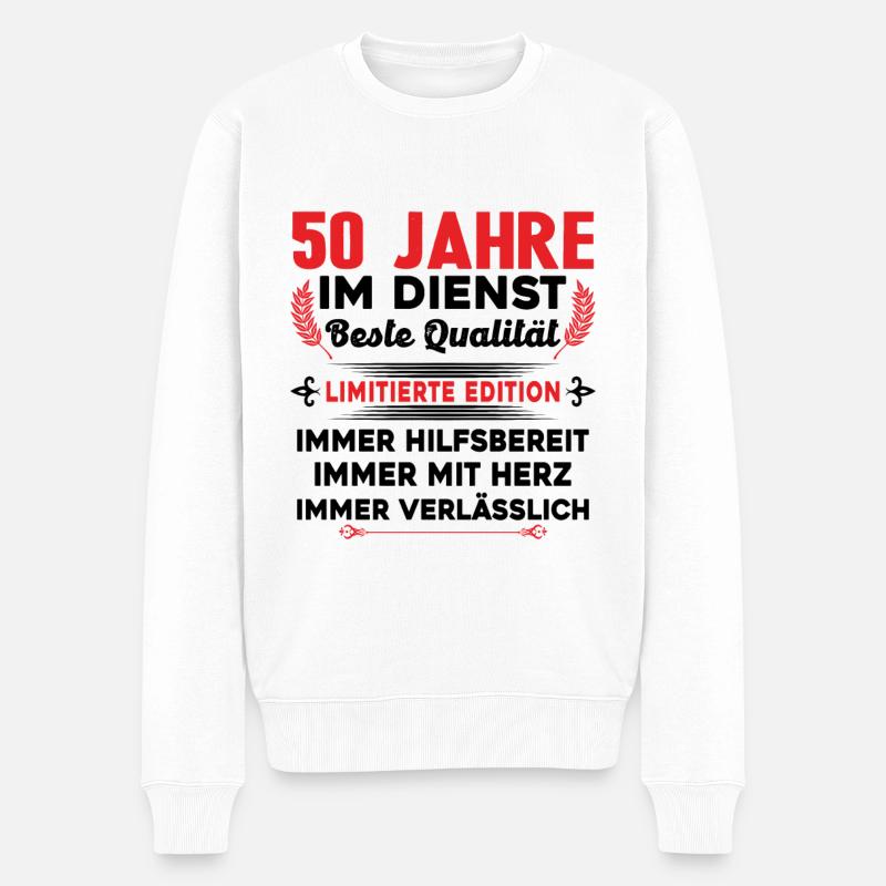 50 Jahre im Dienst 50 Jähriges Dienstjubiläum - Männer Premium Bio Pullover - Weiß