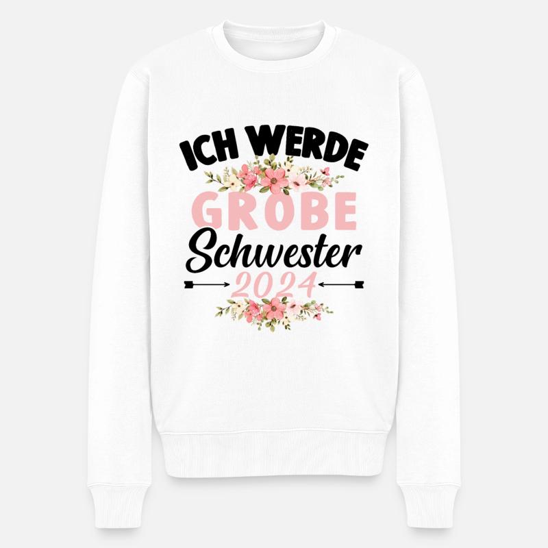 Große Schwester 2024 Baby Schwangerschaft Kind - Männer Premium Bio Pullover - Weiß