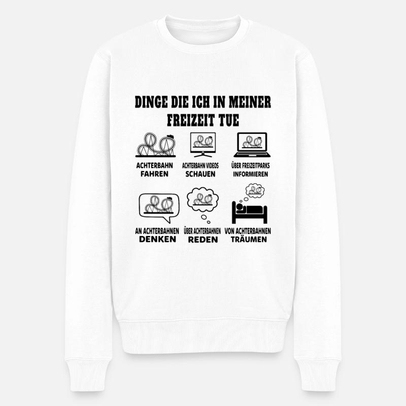 Dinge die ich in meiner Freizeit tue Achterbahn - Männer Premium Bio Pullover - Weiß