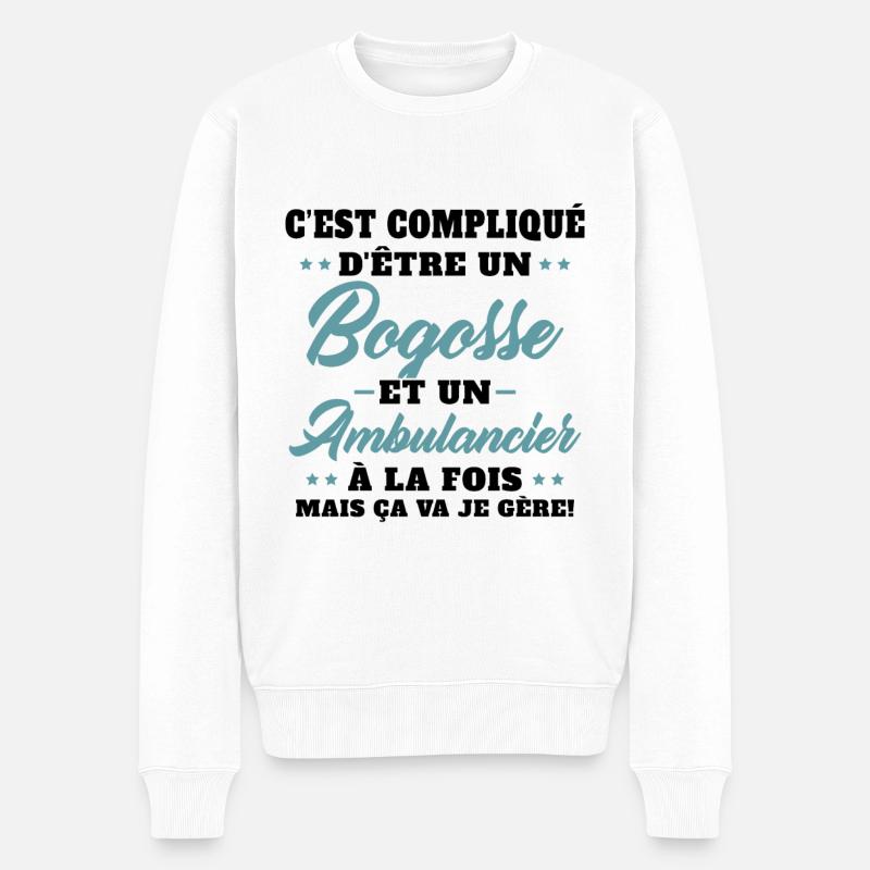 ambulancier bogosse Cadeau humour ambulance - Pull Premium bio Homme - blanc