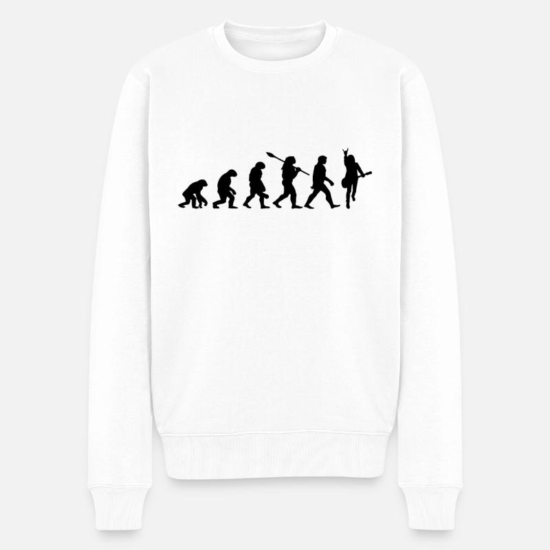 Rock'n'Roll Evolition für Musiker - Männer Premium Bio Pullover - Weiß