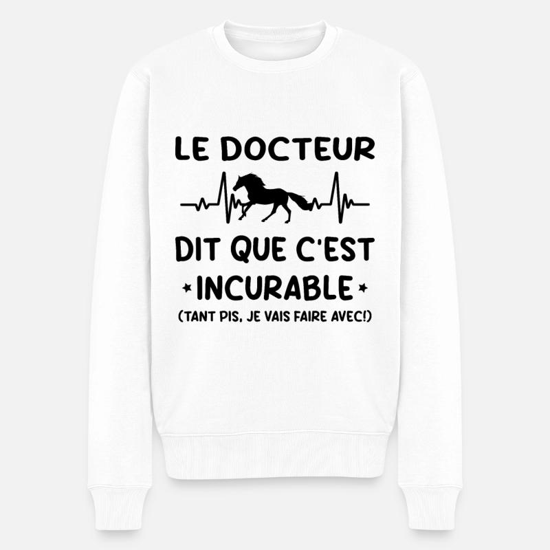 Cheval - c'est incurable - Pull Premium bio Homme - blanc