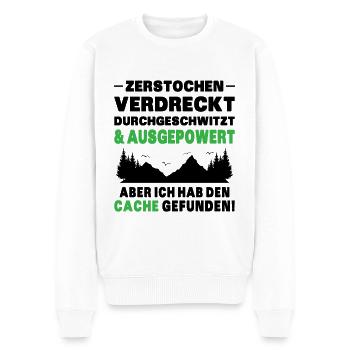 Gecache Geocaching Hobby Cache - Männer Premium Bio Pullover - Weiß - Vorne - Thijin (182cm)