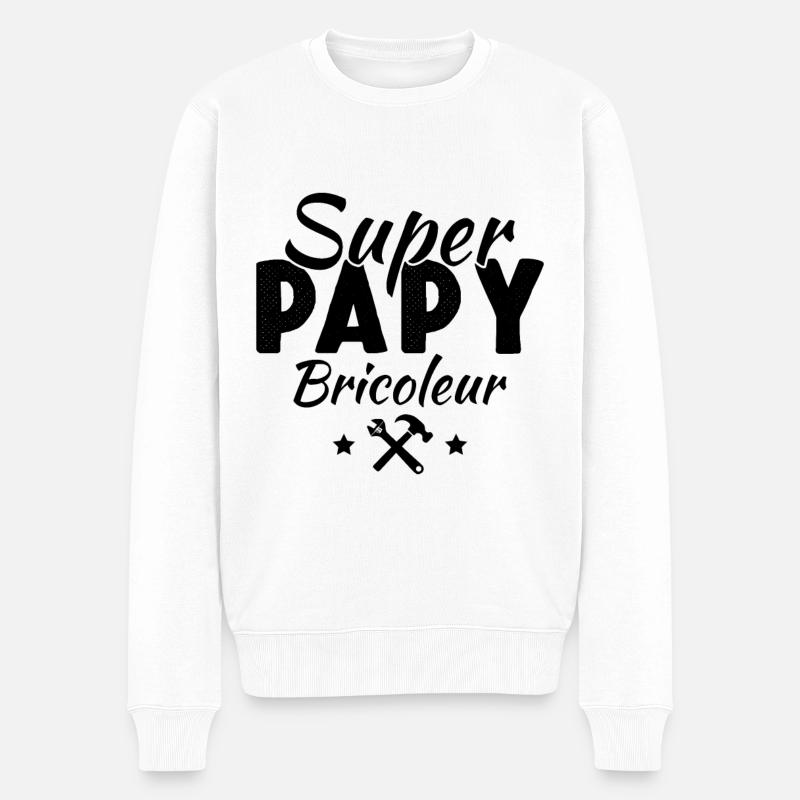 super papy bricoleur - Pull Premium bio Homme - blanc