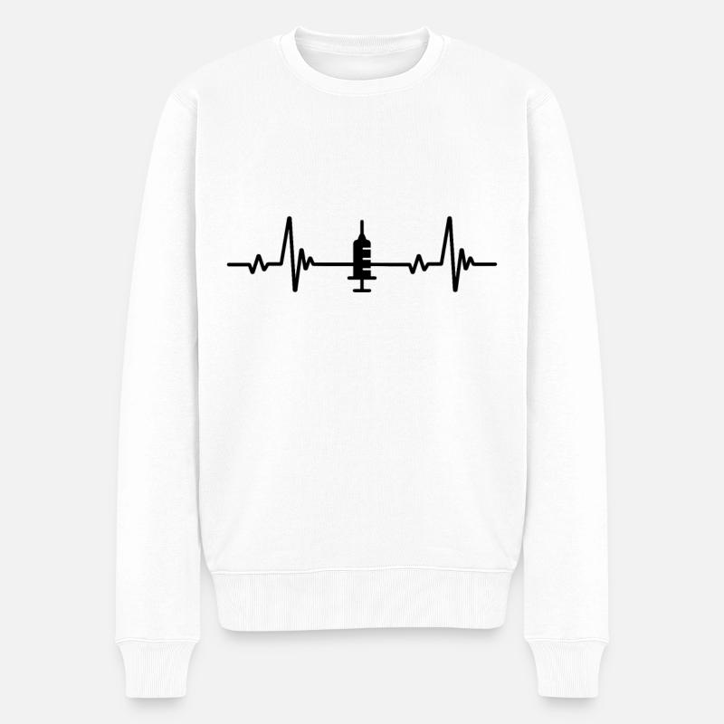 Geimpft Herzkurve - Puls Pro Impfung impfen Impfen - Männer Premium Bio Pullover - Weiß