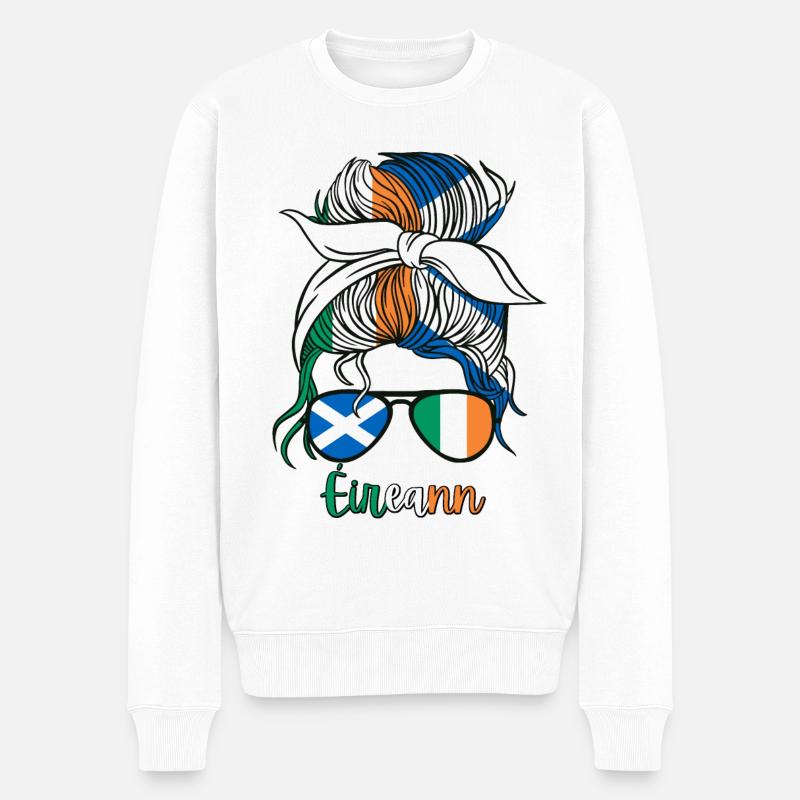 Éireann Halb Schottin Halb Irisches Mädchen Irland - Männer Premium Bio Pullover - Weiß
