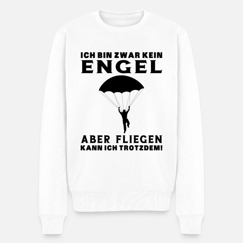 Gleitschirmfliegen Fallschirm Retro Lustig Geschen - Männer Premium Bio Pullover - Weiß