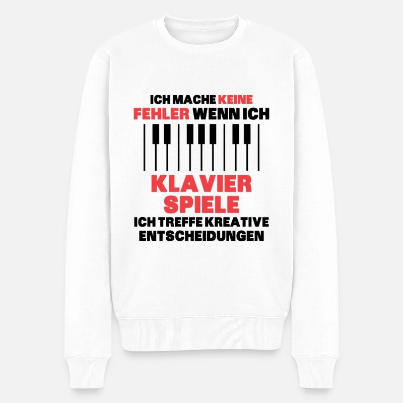 Pianisten Witz Geschenk für Klavier Spieler - Männer Premium Bio Pullover - Weiß