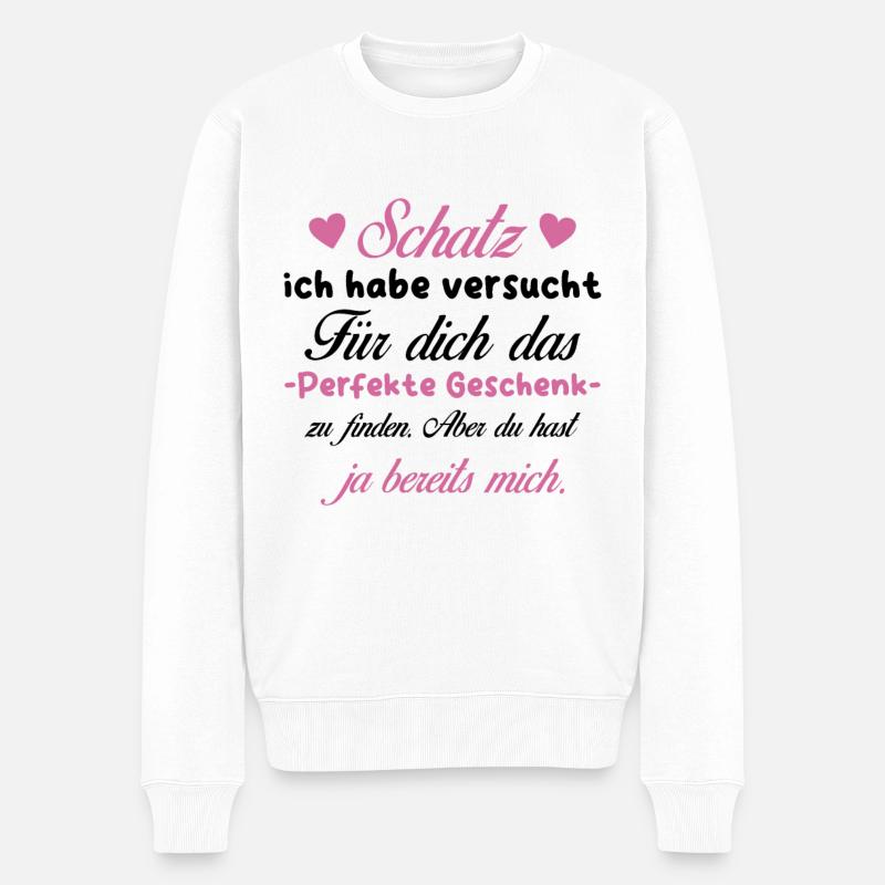 Das beste Geschenk für dich - Schatz - Spruch - Männer Premium Bio Pullover - Weiß