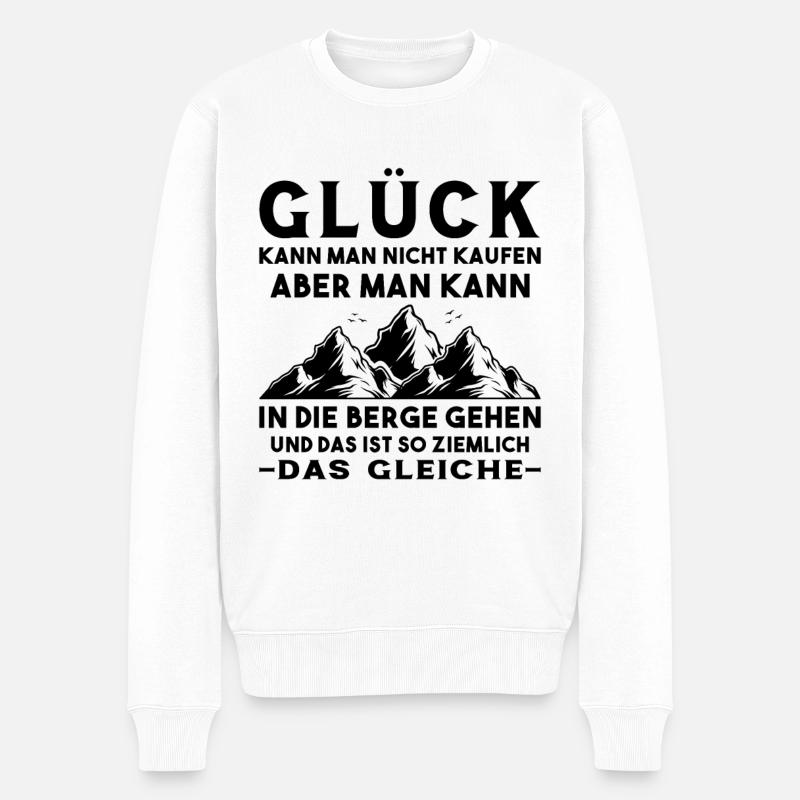 Berge Glück Wandern - Männer Premium Bio Pullover - Weiß