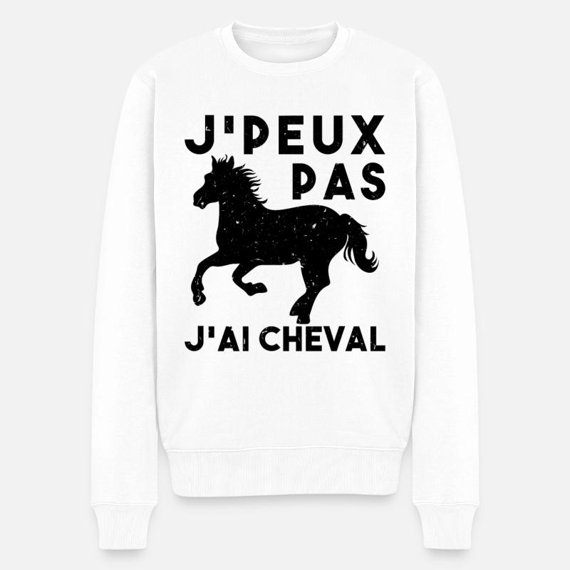 J'Peux Pas J'Ai Cheval Animal Equitation - Pull Premium bio Homme - blanc