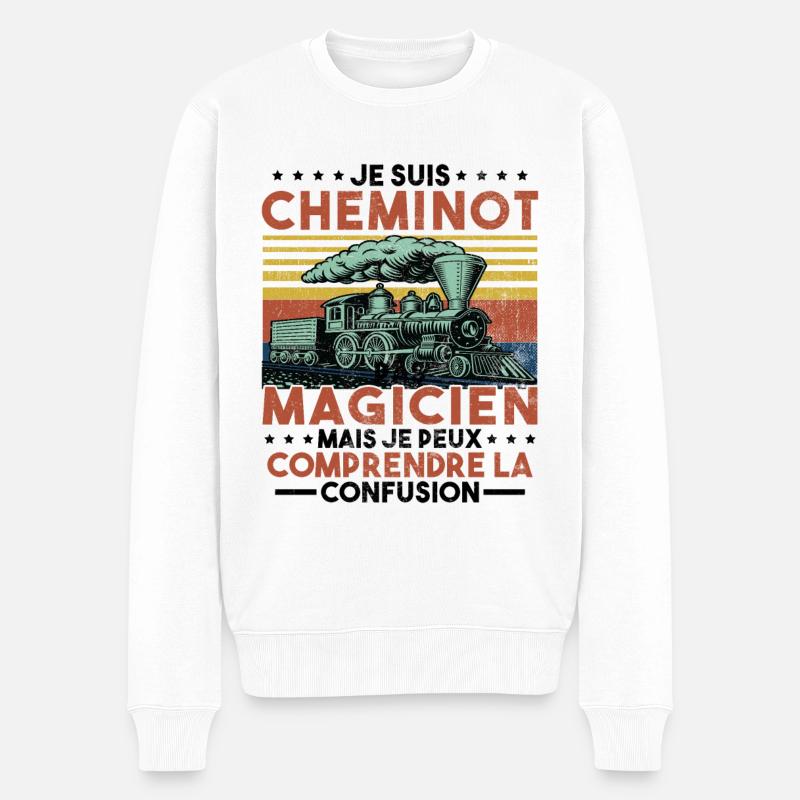Cheminot Conducteur De Train Chemin De Fer - Pull Premium bio Homme - blanc